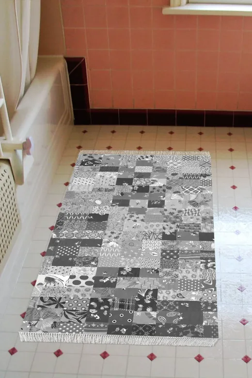 Alanur Home Mu148-Trend-Banyo Eko Trend Djt Banyo Paspası Yıkanabilir Kaymaz Taban Mu148 Patchwork Gri