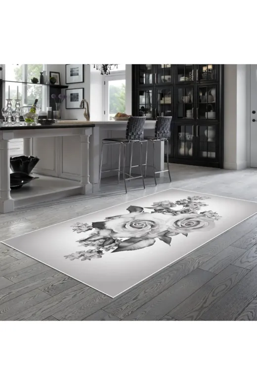 Alanur Home Mu151-K-Gri Alanur Trend Keçe Tabanlı Mutfak Halı Mu151 Gri