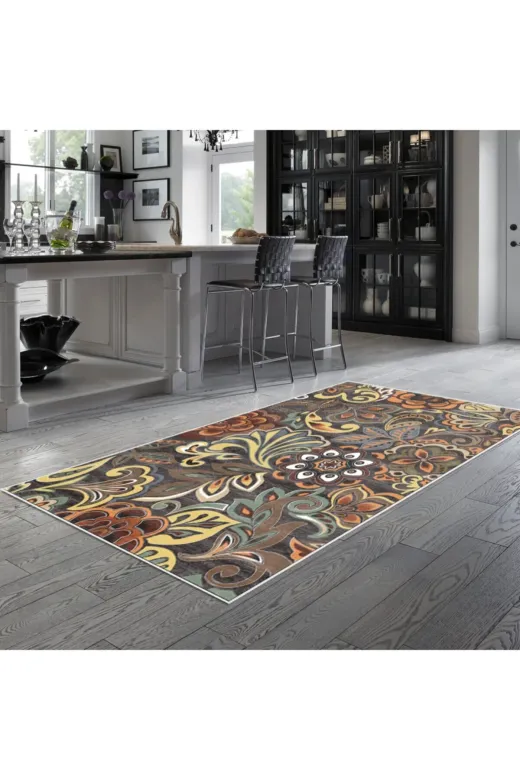Alanur Home Mu177-K-Kahve Alanur Trend Keçe Tabanlı Mutfak Halı Mu177 Kahve