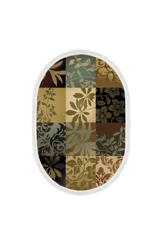 Alanur Home Mu178-K-S-Oval-Kahve Alanur Trend Keçe Tabanlı Saçaklı Oval Mutfak Halı Mu178 Kahve
