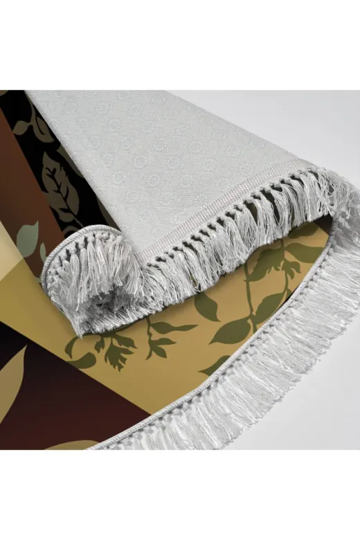 Alanur Home Mu178-K-S-Oval-Kahve Alanur Trend Keçe Tabanlı Saçaklı Oval Mutfak Halı Mu178 Kahve