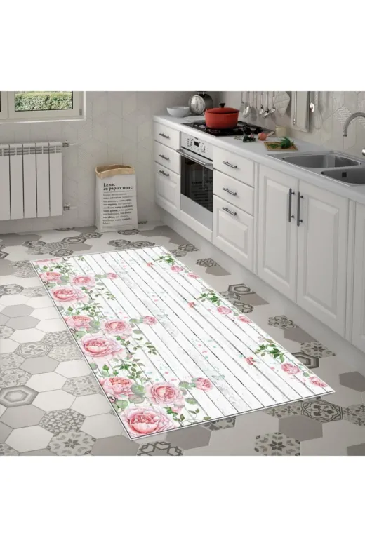 Alanur Home Mu179-K-Pudra Alanur Trend Keçe Tabanlı Mutfak Halı Mu179 Pudra
