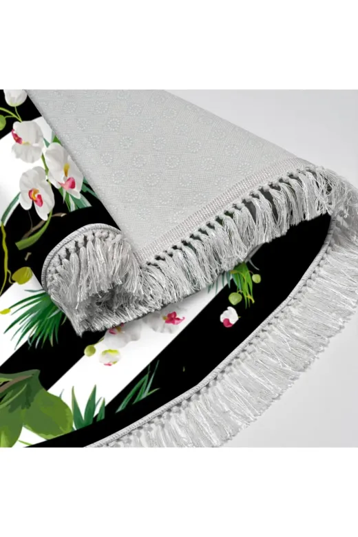 Alanur Home Mu692-K-S-Oval-Yeşil Alanur Trend Keçe Tabanlı Saçaklı Oval Mutfak Halı Mu692 Yeşil