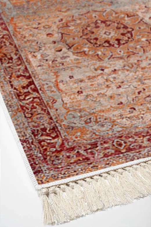 Alanur Home P1356-yatak-3-pcs-K-S Eko Trend Djt Yıkanabilir Kaymaz Taban 3 Lü Yatak Odası Takımı P1356 Vintage Kırmızı