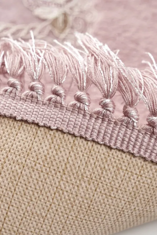 Alanur Home QUEENSO Queen Sarmaşık Oval Nakışlı 3 Lü Set Pudra