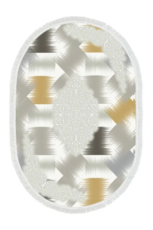 Alanur Home S1030-eko-klozet-oval-2-K-S-Oval Eko Trend Djt 2 Li Yıkanabilir Kaymaz Taban Oval Banyo Paspas S1030 Modern Krem (50 X 80 - 40 X 50)