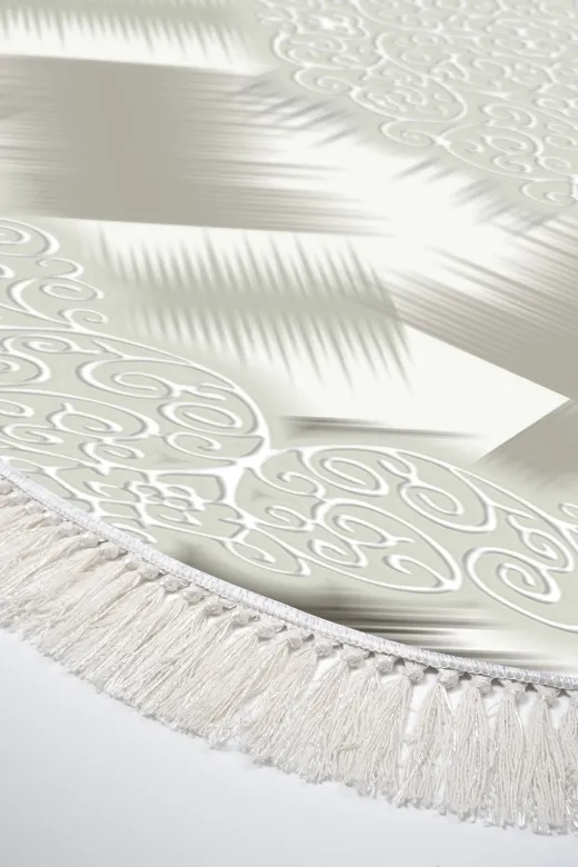 Alanur Home S1030-eko-klozet-oval-2-K-S-Oval Eko Trend Djt 2 Li Yıkanabilir Kaymaz Taban Oval Banyo Paspas S1030 Modern Krem (50 X 80 - 40 X 50)
