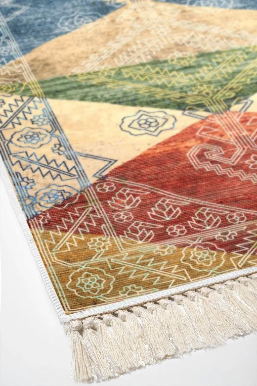 Alanur Home S5047-yatak-3-pcs-K-S Eko Trend Djt Yıkanabilir Kaymaz Taban 3 Lü Yatak Odası Takımı S5047 Iskandinav Renkli