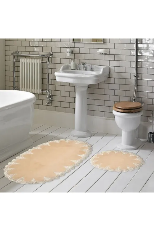 Alanur Home ZARO15 Zara Oval 2 Li Banyo Takımı (65 X 115 - 55 X 65 ) Cappuccino