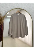 Alara Ful Taşlı Oversize Tunik-NA829 Vizon