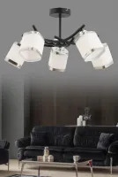 ALBANA 5 Lİ BAL - KAHVE CAMLI ESKİTME PLAFONYER AVİZE Salon oturma odası Hol Yatak Odası