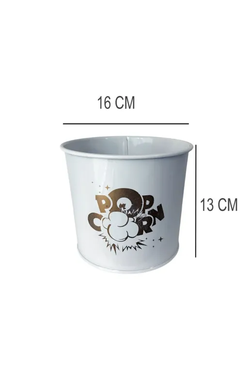 Albifoni PRA-11872375-8140 Metal Popcorn Kutusu - Patlamış Mısır Kovası 2 Adet