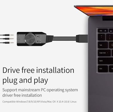 Alfais 131612583 A4677 Usb 2.0 Ses Kartı 7.1 Kanallı Pc Ve Laptop Için Pubg Oyun Harici Ses Kartı 3.5Mm-Kulaklıkla Tak Ve Çalıştır Mikrofon Jakları Ses Kontrolü Mikrofon Oyunları Ses Efekti Yükseltme Adaptörü
