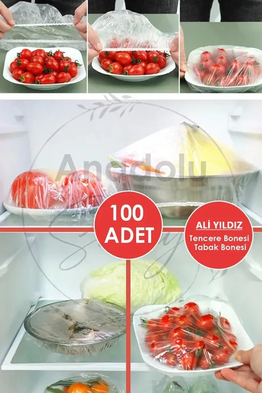 Ali Yıldız TYB477HMCS83WJZJ72 100 Adet Pratik Streç Kapak Tencere Ve Tabak Bonesi | Gıda Koruyucu Çözüm