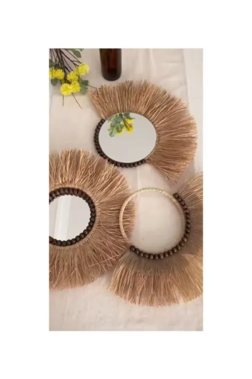 almiraevsanatları Duvar Süsü 3lü Boncuklu Rafya54 Duvar Süsü 3Lü Boncuklu Rafya