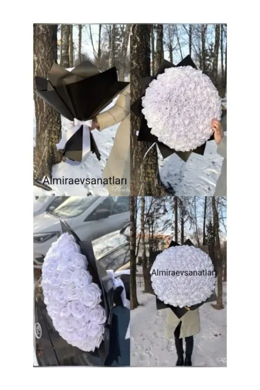 almiraevsanatları solmayan gül buketi beyaz321 Solmayan Gül Buketi Beyaz