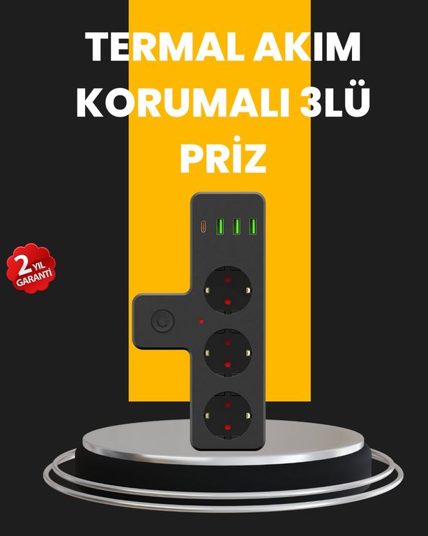 Alphone TKNUCZZZ3397AKIMKORUMALIPRİZ-3MKR Ev Ve Ofis İçin Akıllı Çoklu Priz 7 Girişli 0