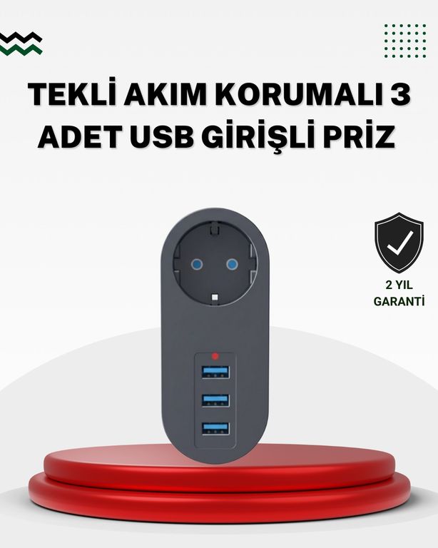 Alphone TKNUCZZZ3400PRİZ-4MKR Akım Korumalı Usb Li Priz Güçlü 2500W, Isı Ve Çocuk Koruması 0