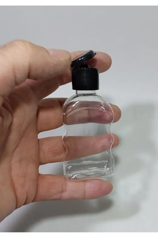 Alsun 869743141859 Flip Top Kapaklı Est Likit Mürekkep Dezenfektan Kolonya Boş Şişesi 50 Adet 50 Ml
