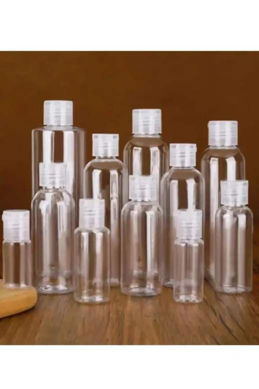 Alsun 8697431714358 25 Adet 100 Ml Boş Şişe Şeffaf Kapak Kolonya Sıvı Dezenfektan Likit Şişe Kısa