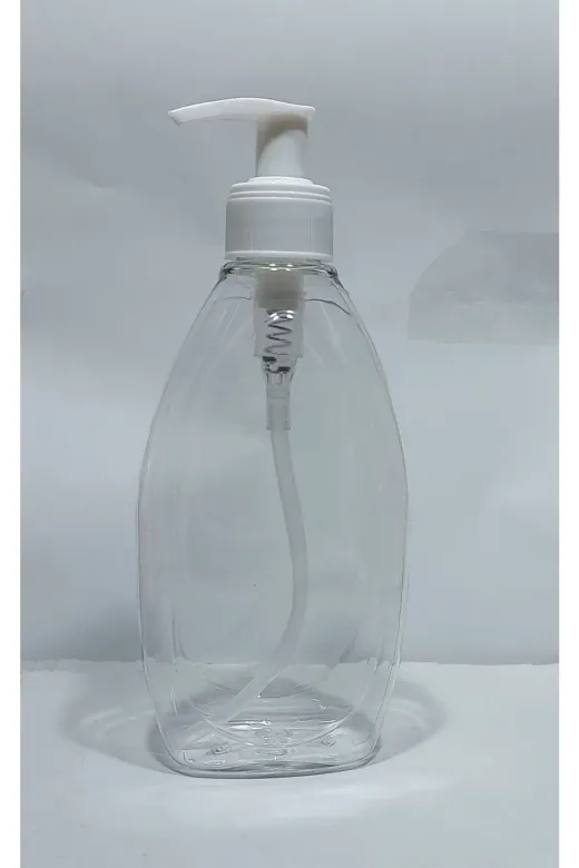 Alsun OtelBukleti-6502 100 Adet 400 Ml Sıvı Sabunluk Beyaz Pompalı Yassı Model Boş Şişe