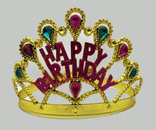 Altın Renk Happy Birthday Yazılı Doğum Günü Tacı 60 cm (4745)