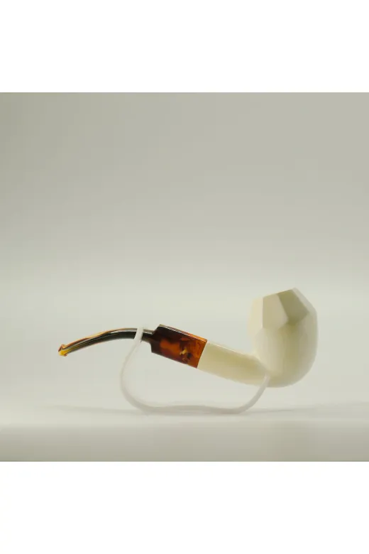 Altınışık Lületaşı dop19231547igo El Yapımı Lületaşı Pipo – Facet Kasa, Kıvrımlı Akrilik Ağızlık, 14 Cm, Kutulu
