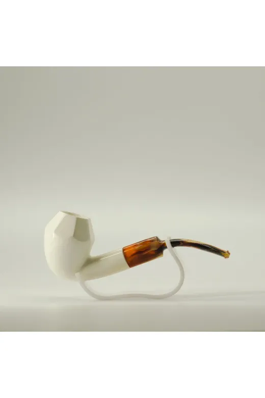 Altınışık Lületaşı dop19231547igo El Yapımı Lületaşı Pipo – Facet Kasa, Kıvrımlı Akrilik Ağızlık, 14 Cm, Kutulu
