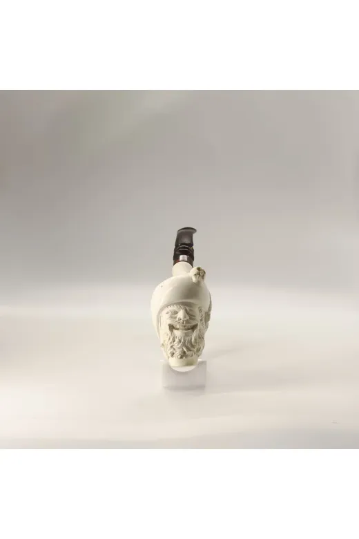 Altınışık Lületaşı dop19851654igo El Oyması Lületaşı Korsan Figürlü Uzun Pipo – Kuru Kafa Kabartmalı, Akrilik Ağızlıklı Meerschaum