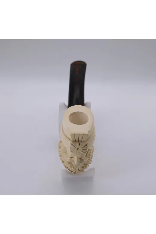 Altınışık Lületaşı dop20243601igo Hint Sih Hükümdarı Maharaja Ranjit Singh Figürlü El Oyması Lületaşı Pipo, Pirinç Bilezik 13,6 Cm