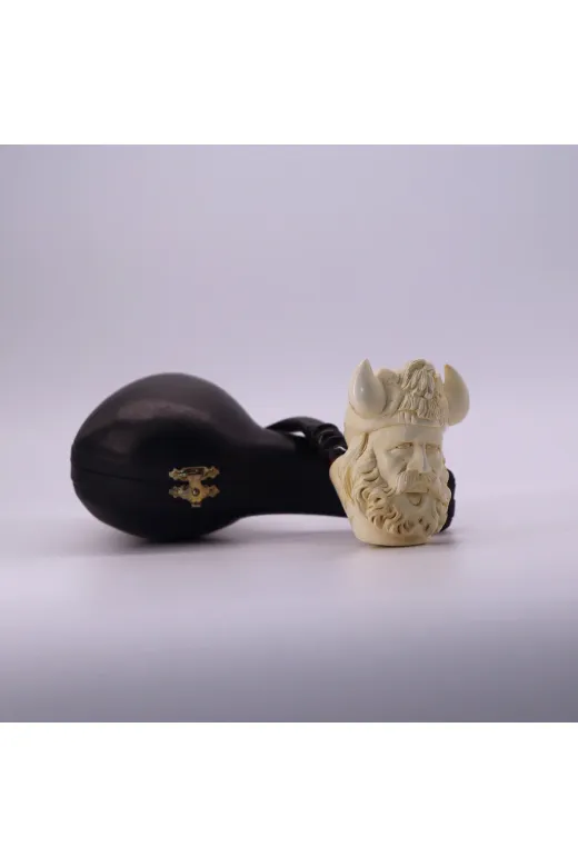 Altınışık Lületaşı dop20378119igo El Oyması Lületaşı Pipo Viking Savaşçı Figürlü Akrilik Ağızlıklı Koleksiyonluk El Yapımı Tasarım