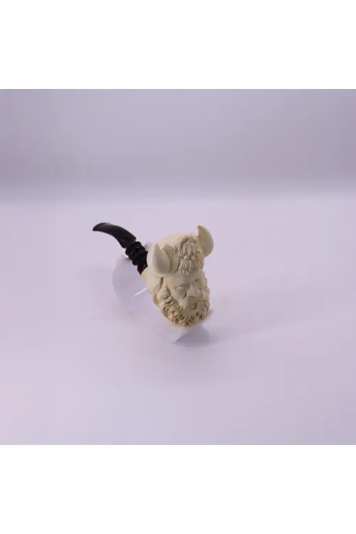 Altınışık Lületaşı dop20378119igo El Oyması Lületaşı Pipo Viking Savaşçı Figürlü Akrilik Ağızlıklı Koleksiyonluk El Yapımı Tasarım
