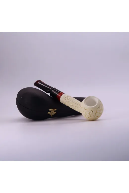 Altınışık Lületaşı dop20378122igo El Oyması Lületaşı Pipo Çiçek Motifli Akrilik Ağızlıklı 9 Mm Filtre Uyumlu Koleksiyonluk Tasarım