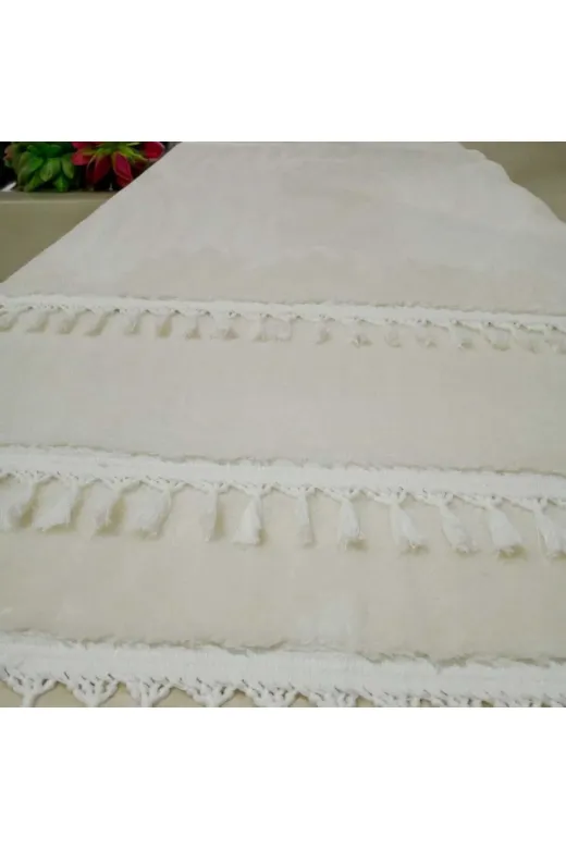 ALTUN CARPET ALTUNCOPHG Ponpon Saçakli Post Pelüş Kaymaz Yatak Odasi Seti  1 Adet 80*300+2 Adet 80*150
