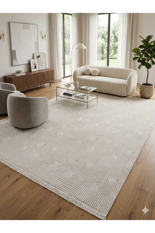 ALTUN CARPET ERDGFHJKNM Akrilik 4 Mevsim Düz Saçakli 5Ml Hav Yuksekliği Var Pamuk Atki Dabanli 7Ml Kalinlik Var