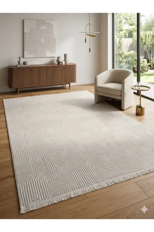 ALTUN CARPET ERDGFHJKNM Akrilik 4 Mevsim Düz Saçakli 5Ml Hav Yuksekliği Var Pamuk Atki Dabanli 7Ml Kalinlik Var
