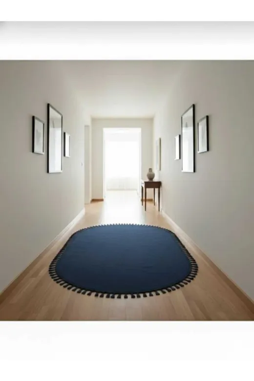 ALTUN CARPET ERTSDYFUIHOJK Lacivert Modern Ponpon Sacakli Kaymaz Pelüş Hali 2Cm Kalinlik 12Ml Hav Yüksekliği