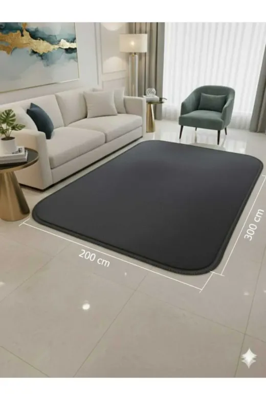 ALTUN CARPET HSRTJUIYOPL Düz Antirasit Modern Saçakli Pelüş Kaymaz Taban Salon Koridor Halisi