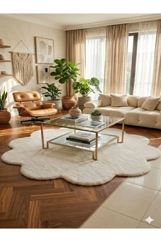 ALTUN CARPET HTDRFYJGUHKJIMK Modern Düz Papatya Yuvarlak Pelüş Yerli Jel Kaymaz Hali 12Ml Hav Var 2 Cm Kalinlik Var