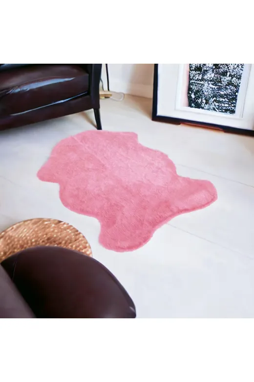 ALTUN CARPET postvjfyhtgj Modern   Açik Pembey Yavru Ağzi Post Pelüş Kurk Kaymaz Halı Ev Tekstil