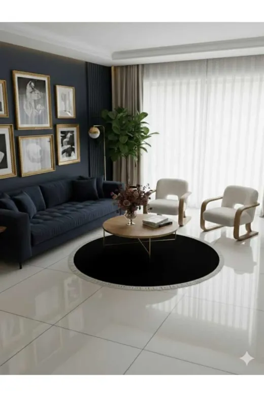 ALTUN CARPET RDUIOJKMJ Modern Yuvarlak Beyaz Düz Saçakli Pelüş Post Hali Kaymaz Taban 12Ml Hav Yüksekliği 2 Cm Kalinlik
