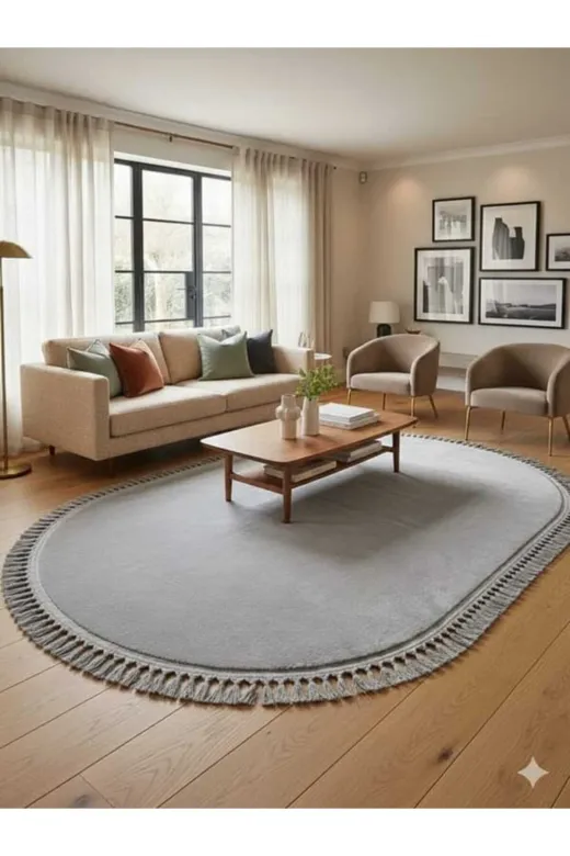 ALTUN CARPET SfdSGDHFJGKHLJM Açik Giri Modern Pelüş Ponpon Saçakli Kaymaz Hali 2Cm Kalinlik 12Ml Hav Yüksekliği