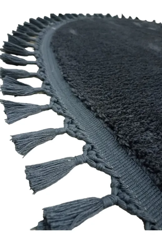 ALTUN CARPET TYCCE3F1E737EF6642 3Lü Antirasit Modern Post Pelüş Kaymaz Ponpon Saçaklı Yatak Odası Takımı 2 Adet 80*150 1 Adet 80*300