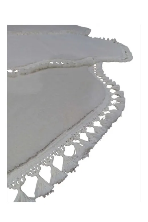 ALTUN CARPET TYJYIHUJ 3Lü Bej Yatak Odasi Halisi Modern Ponpon Saçakli 1 Adet 80*300+2 Adet 80*150