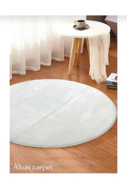Altun gfjcthf6jg7yuhj Yuvarlak Carpet Kar Beyaz 50*50 Özel Kesim Jel Kaymaz Post Pelüş Halı