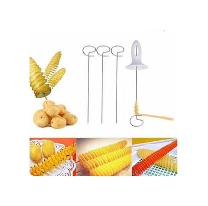 Altus 126620223 Spiral Patates Dilimleyici Seti, Paslanmaz Çelik Şişler Ve Kesici İle Patates Twister Makinesi 2 Adet + Saklama Tabanı