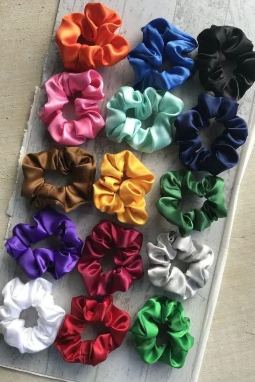 ALYESKA Büzgülü karışık Saten Toka 5 Adet Karışık Renk Saten Simit Toka Scrunchies