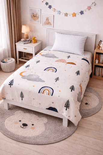 Amazon Ev Pamuk Dokuma Tek Kiş  Pike 160*240 Cm krem / bulut A 14