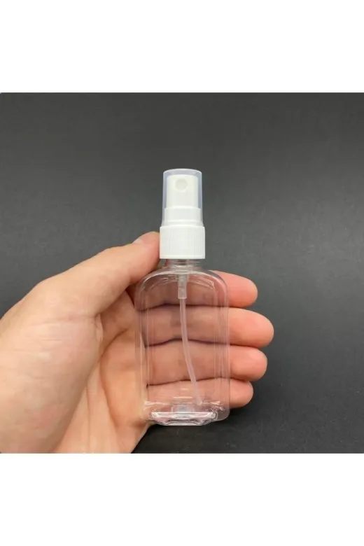 Ambalajlazim 009976 50 Cc Yassı Plastik Şişe - Beyaz Spreyli - 50 Ml Spreyli Pet Şişe 50 Adet
