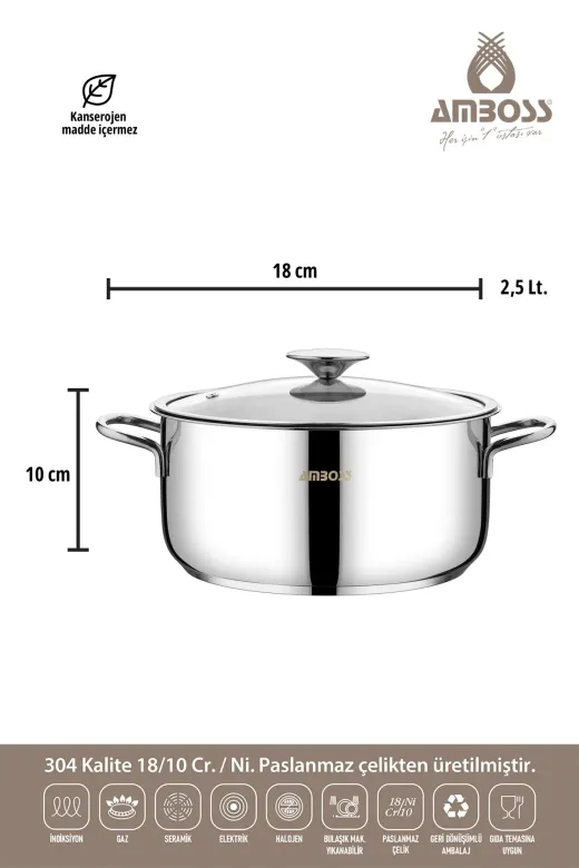 Amboss coo-0243 Cool 14 Parça Paslanmaz Çelik İndüksiyon Tabanlı Çeyiz Seti